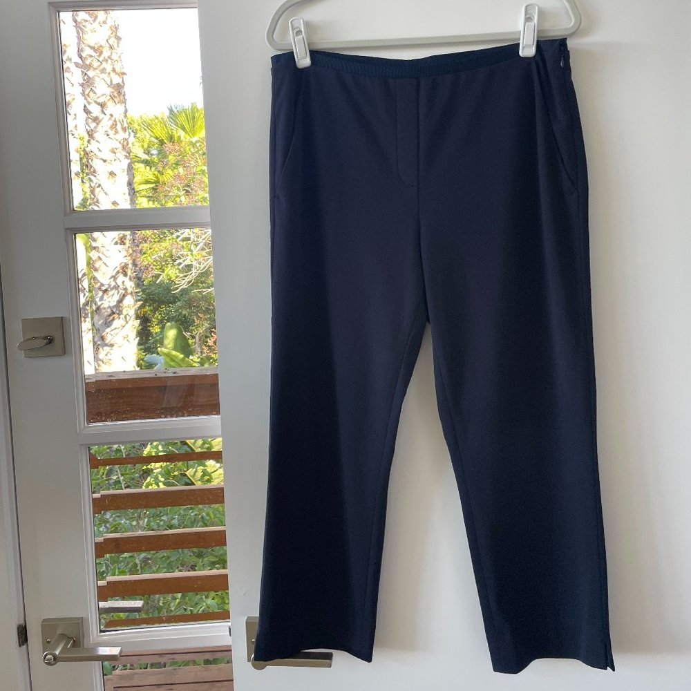 T Tahari Side zip, Straight-Leg‎ Pants in Navy, Size Large